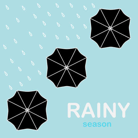 Umbrellas Put Up In The Rainのイラスト素材