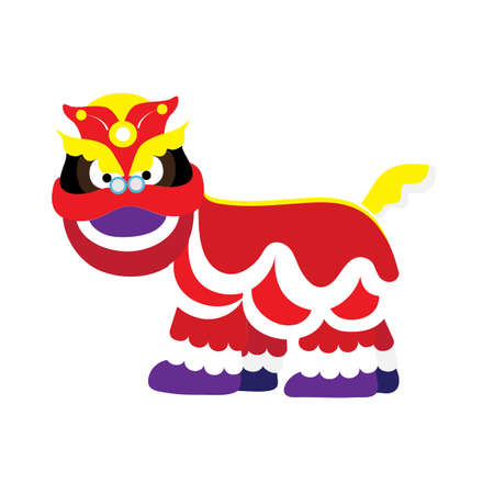 Chinese Lion For Chinese New Year Celebration Isolated On White Backgroundのイラスト素材
