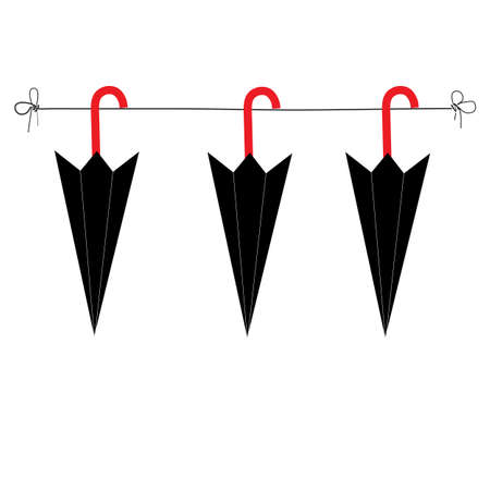 Umbrellas Hanging On Rail Ropeのイラスト素材