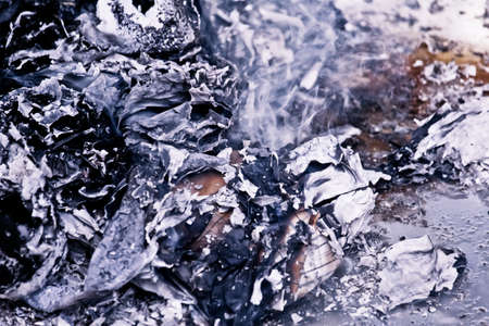 Ashes With Smoke After Fire Extinguishedの写真素材