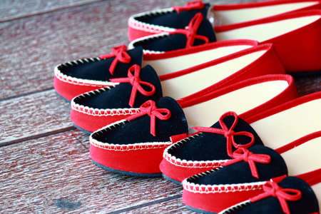 Black And Red Women Loafer Shoes