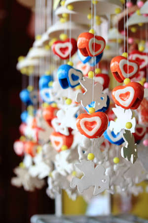 'Heart And Cupid' Hanging Ceramic Decorationsの写真素材