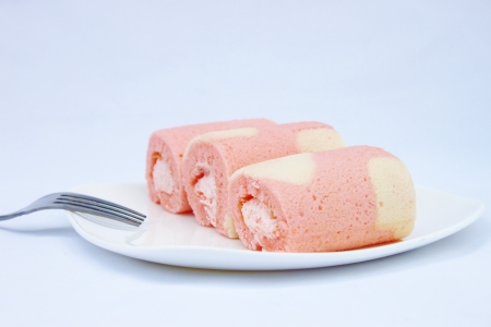 Strawberry Roll Cakeの写真素材