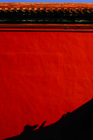Red colour ancient wallの写真素材