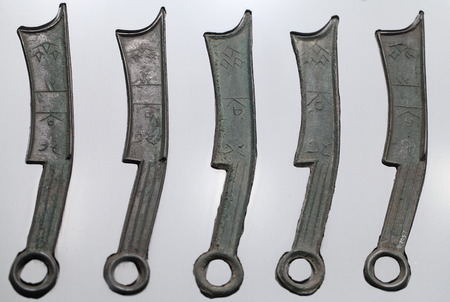 Knife coins, ancient currencyの写真素材