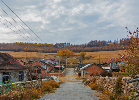 Autumn in rural China, Liaoning, Chinaの写真素材