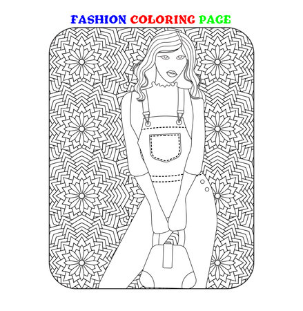 Beauty fashion coloring pages for childrenのイラスト素材