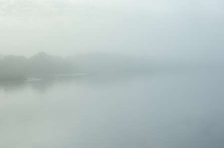 foggy (misty) morning scenery by Vistula Riverの写真素材