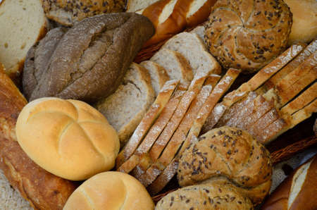 close up to variety of fresh breads