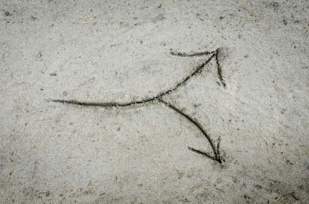 close up to drawing on sandの写真素材