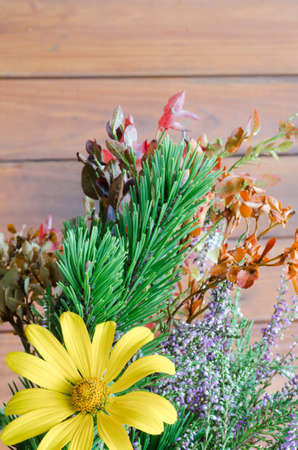 autumn bouquet made of forest plantsの写真素材