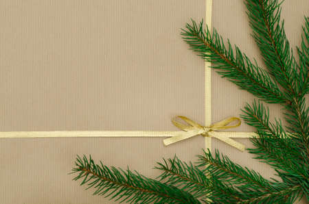 Christmas gift background with ribbonの写真素材