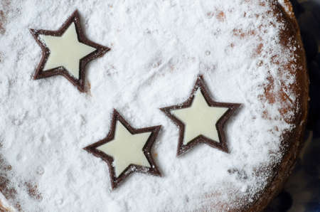 christmas cheesecake decorated with chocolate cheescakeの写真素材