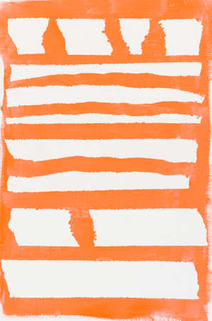orange painted striped background on whiteの写真素材
