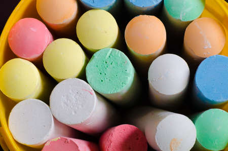 close up to multicolored chalk