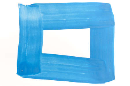 blue watercolor painted texture on white background paperの写真素材