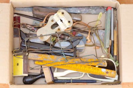 group of vintage objects from old drawerの写真素材
