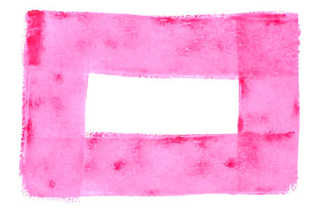 red watercolor painted frame on white paper backgroundの写真素材