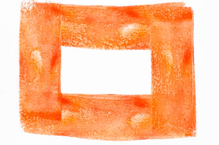 orange watercolor painted frame on white paper backgroundの写真素材