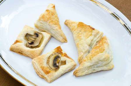 puff pastry on white plateの写真素材