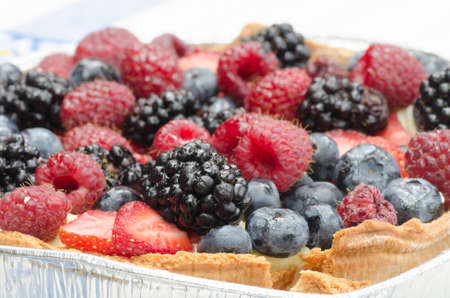 summer tart with fresh berriesの写真素材