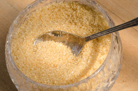 brown sugar in sugar bowlの写真素材