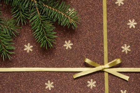 Christmas background with bow  on gift box