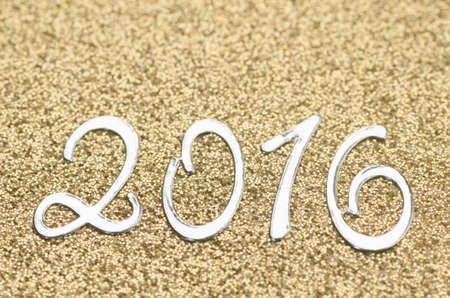 New Year 2016 numbers on golden backgroundの写真素材