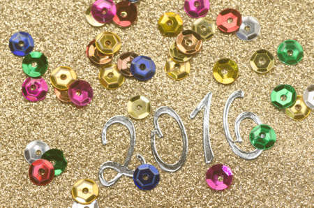 New Year 2016 numbers on golden backgroundの写真素材
