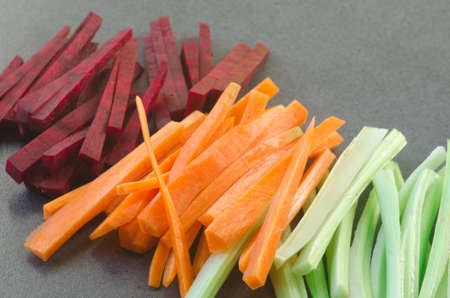 closeup to raw chopped vegetables