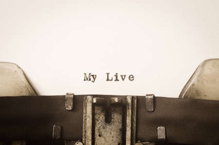 words my life  written on old typewriterの写真素材