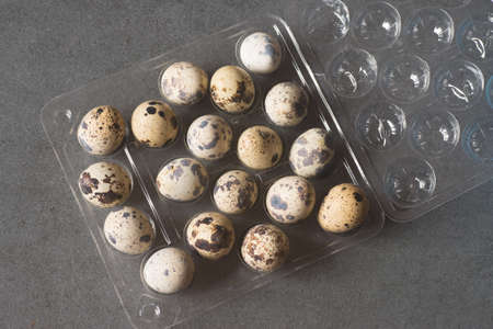 group of quail eggsの写真素材