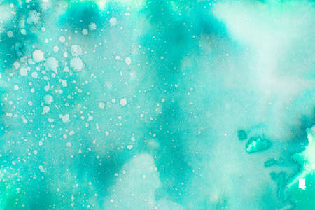 watercolor blue painted background textureの写真素材