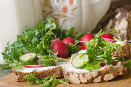 breakfast with spring  fresh vegetablesの写真素材