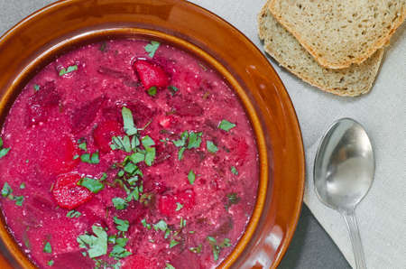 borsh beet soup with parsley