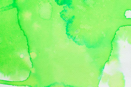 green watercolor painted background textureの写真素材