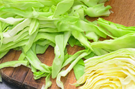 closeup to fresh chopped cabbage