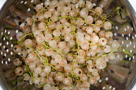 closeup to yellow  currant in colander