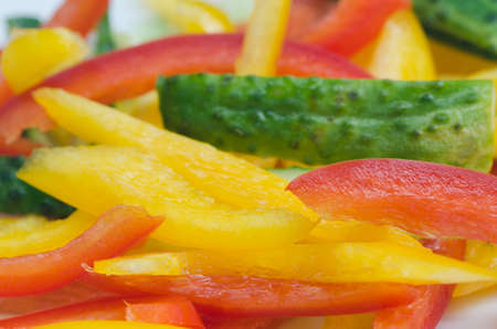 dish with pepper and cucumber  saladの写真素材