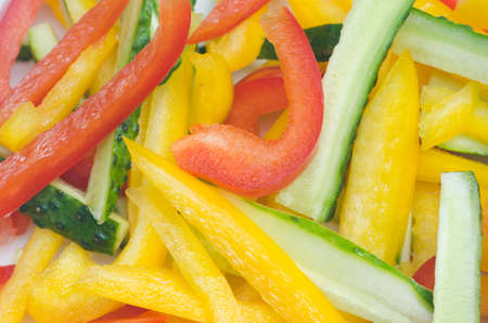 dish with pepper and cucumber  saladの写真素材