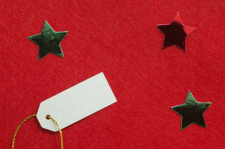 Christmas decoration on red felt backgroundの写真素材