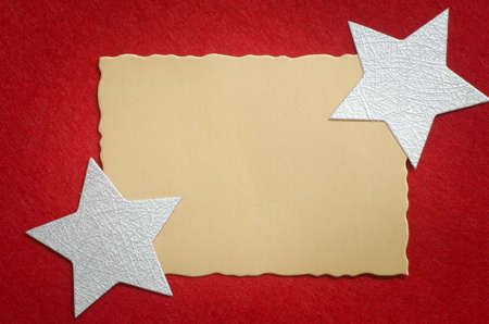 Christmas decoration on red felt backgroundの写真素材