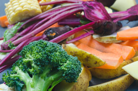 group of fresh vegetables on table