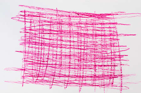 red crayon drawing on white paper background textureの写真素材