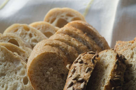 closeup to fresh sliced bread