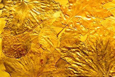 golden painted fall leaves background texture