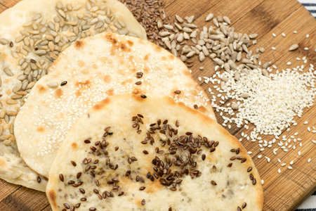 small flat bread with seeds