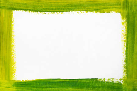 Green color border painted on white paperの写真素材