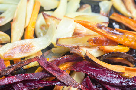 Homemade vegetable chips baked in oven