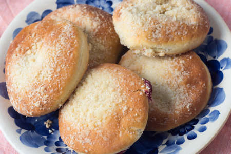 sweet homemade buns on plateの写真素材